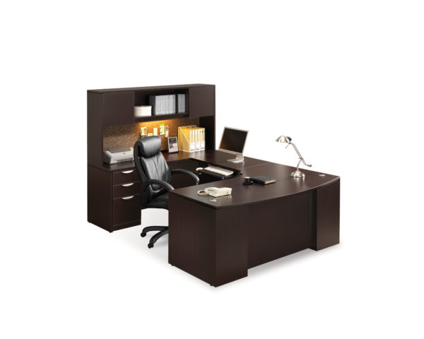 Classic Plus Bowfront Desk with Box/Box/File Pedestal and Optional Hutch