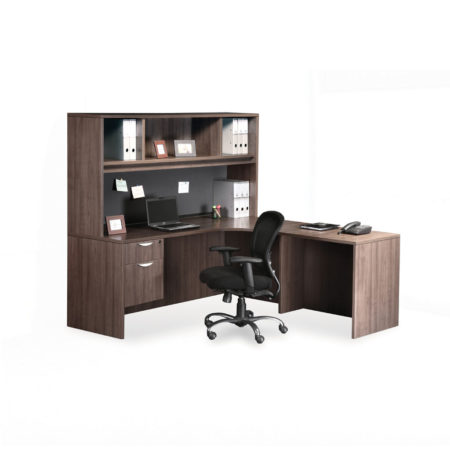 Classic L-Shaped Corner Desk with 3/4 Pedestal and Optional Hutch