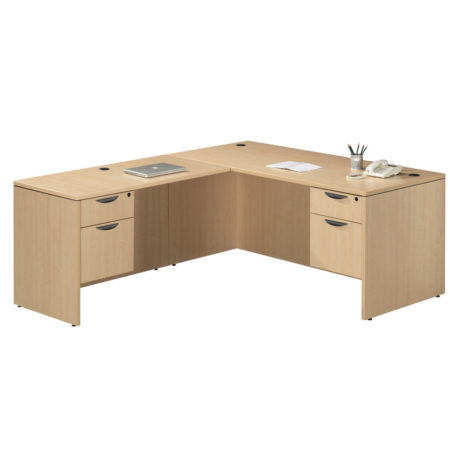 Computer Desk with Return and Two 3/4 Pedestal