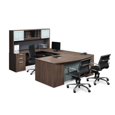 Classic Plus Reversible Executive Workstation with Optional Glass Modesty Panel